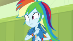 Size: 1280x720 | Tagged: safe, screencap, rainbow dash, a queen of clubs, equestria girls, g4, my little pony equestria girls: better together, female, geode of super speed, magical geodes