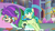 Size: 1366x768 | Tagged: safe, screencap, sandbar, yona, earth pony, pony, yak, g4, she's all yak, alternate hairstyle, blushing, bowtie, cloven hooves, ear piercing, earring, female, holding hooves, jewelry, male, piercing, ship:yonabar, shipping, straight