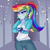 Size: 4000x4000 | Tagged: safe, artist:xjenn9, rainbow dash, equestria girls, g4, blushing, breasts, cleavage, crossed arms, cute, dashabetes, female, ponytail, solo, tsunderainbow, tsundere