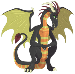 Size: 826x813 | Tagged: safe, artist:bijutsuyoukai, oc, oc only, oc:sable, dragon, commission, crouching, cute, dragon oc, magical gay spawn, parent:baff, parent:barry, simple background, solo, spread wings, transparent background, wing claws, wings