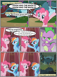 Size: 600x800 | Tagged: safe, artist:dragontrainer13, artist:newbiespud, edit, edited screencap, screencap, pinkie pie, rainbow dash, earth pony, pegasus, pony, comic:friendship is dragons, g4, annoyed, collaboration, comic, crossed arms, dialogue, female, happy, hoof in mouth, male, mare, screencap comic, slit pupils, smiling
