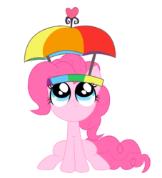 Size: 6378x7016 | Tagged: safe, artist:jcity, pinkie pie, earth pony, pony, feeling pinkie keen, g4, cute, diapinkes, female, hat, simple background, sitting, solo, transparent background, twitchy tail, umbrella hat