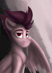 Size: 1400x1970 | Tagged: safe, artist:observerdoz, oc, oc only, pegasus, pony, bust, looking at you, portrait, red eyes