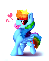 Size: 900x1130 | Tagged: safe, artist:moondreamer16, rainbow dash, pegasus, pony, g4, cute, dashabetes, envelope, exclamation point, female, heart, interrobang, letter, love letter, mare, mouth hold, question mark, simple background, solo, white background