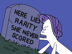 Size: 600x450 | Tagged: safe, rarity, pony, g4, 4chan, beavis, beavis and butthead, female, grave, gravestone, he never scored, implied virgin, solo