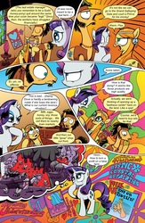 Size: 651x1000 | Tagged: safe, artist:andy price, edit, idw, flax seed, rarity, wheat grass, bee, earth pony, pony, unicorn, comic:friendship is dragons, g4, micro-series #3, my little pony micro-series, spoiler:comic, bucket, comic, dialogue, disgusted, ear piercing, earring, female, fertilizer, glasses, gritted teeth, hippie, horse collar, jewelry, lava lamp, male, mare, peace symbol, piercing, poster, stallion, swirly eyes, text edit, thinking, tongue out, udder