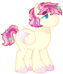 Size: 1092x1293 | Tagged: safe, artist:kurosawakuro, oc, oc only, pegasus, pony, base used, colored hooves, colored pupils, colored wings, colored wingtips, flower, flower in hair, freckles, heart, heart eyes, male, offspring, parent:big macintosh, parent:fluttershy, parents:fluttermac, simple background, solo, stallion, transparent background, unshorn fetlocks, wingding eyes