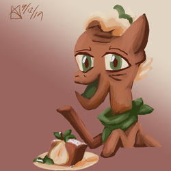 Size: 1750x1750 | Tagged: safe, artist:kelseyleah, grand pear, pony, g4, cake, food, limited palette, male, solo