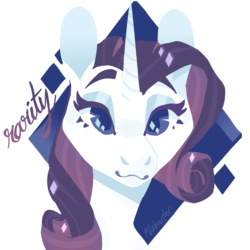 Size: 1280x1280 | Tagged: safe, artist:alabasterpeony, part of a set, rarity, pony, unicorn, g4, bust, cutie mark background, cutie mark eyes, female, lidded eyes, looking at you, mare, simple background, solo, transparent background, wingding eyes