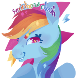 Size: 1280x1280 | Tagged: safe, artist:alabasterpeony, part of a set, rainbow dash, pegasus, pony, g4, cutie mark background, cutie mark eyes, female, grin, looking at you, mare, simple background, smiling, solo, transparent background, wingding eyes