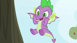 Size: 1280x720 | Tagged: safe, screencap, spike, dragon, g4, the big mac question, claws, cute, feet, male, male feet, solo, spikabetes, tail, underfoot, winged spike, wings