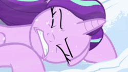 Size: 640x360 | Tagged: safe, screencap, starlight glimmer, pony, unicorn, g4, season 9, the ending of the end, animated, blizzard, changeling slime, defeated, eyes closed, female, fetish fuel, gif, gritted teeth, mare, offscreen character, out of context, snow, snowfall, solo, tentacles, unconscious, windswept mane