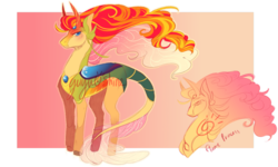 Size: 1280x768 | Tagged: safe, artist:yuyusunshine, oc, oc only, changepony, hybrid, female, interspecies offspring, offspring, parent:sunset shimmer, parent:thorax, solo