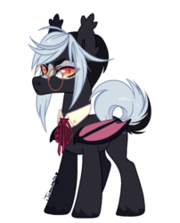 Size: 500x619 | Tagged: safe, artist:nemovonsilver, oc, oc only, bat pony, pony, glasses, lidded eyes, solo