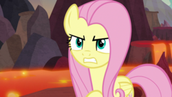 Size: 1920x1080 | Tagged: safe, screencap, fluttershy, pegasus, pony, g4, sweet and smoky, female, lava, mare, solo