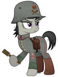 Size: 3000x4000 | Tagged: safe, artist:a4r91n, octavia melody, earth pony, pony, g4, annoyed, bandage, boots, clothes, female, frown, german, grenade, hoof hold, kriegtavia, messy mane, military uniform, pants, shoes, simple background, solo, stahlhelm, stielhandgranate, tail wrap, transparent background, uniform, vector, world war i