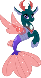 Size: 792x1500 | Tagged: safe, artist:cloudy glow, pharynx, changedling, changeling, seapony (g4), g4, fin wings, fins, looking at you, male, movie accurate, prince pharynx, seapony pharynx, simple background, smiling, species swap, tail, transparent background, wings