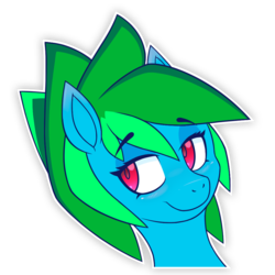 Size: 1024x1024 | Tagged: safe, artist:elastiboy, artist:xrossolaris, derpibooru exclusive, oc, oc only, oc:land cruiser, pony, bust, colored, digital art, female, flat colors, looking at you, mare, solo, telegram sticker