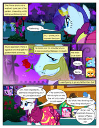 Size: 612x792 | Tagged: safe, artist:newbiespud, edit, edited screencap, screencap, applejack, fine line, lyrica lilac, maxie, orion, pinkie pie, prince blueblood, rainbow dash, rarity, royal ribbon, shooting star (character), star gazer, twilight sparkle, earth pony, pegasus, pony, unicorn, comic:friendship is dragons, g4, the best night ever, angry, annoyed, background pony, bush, clothes, comic, dialogue, dress, eyes closed, female, flower, flower in mouth, flowing mane, gala dress, gown, jewelry, lyrics, male, mare, mouth hold, rarity's first gala dress, rose, rose in mouth, screencap comic, smiling, stallion, text, tiara, unicorn twilight, worried