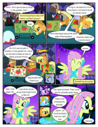 Size: 612x792 | Tagged: safe, artist:newbiespud, edit, edited screencap, screencap, applejack, caesar, count caesar, fluttershy, rainbow dash, rarity, sealed scroll, twilight sparkle, earth pony, pegasus, pony, unicorn, comic:friendship is dragons, g4, the best night ever, apple, apple pie, background pony, bucking, clothes, comic, dialogue, dress, eyes closed, female, flag, food, food stand, freckles, gala dress, hat, laughing, laurel wreath, male, mare, night, pastry, pie, screencap comic, shop stand, smiling, spread wings, stallion, stars, suit, unicorn twilight, wings