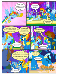Size: 612x792 | Tagged: safe, artist:newbiespud, edit, edited screencap, screencap, carrot top, diamond mint, dizzy twister, golden harvest, high winds, lightning streak, misty fly, orange swirl, parasol, rainbow dash, soarin', spitfire, surprise (g4), earth pony, pegasus, pony, unicorn, comic:friendship is dragons, g4, the best night ever, annoyed, background pony, clothes, comic, dialogue, dress, eating, eyes closed, female, flying, food, gala dress, goggles, gown, laurel wreath, male, mare, night, pie, rainbow dash's first gala dress, raised hoof, screencap comic, smiling, stallion, stars, uniform, wonderbolts, wonderbolts uniform
