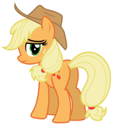 Size: 5792x6368 | Tagged: safe, artist:estories, applejack, earth pony, pony, g4, absurd resolution, applejack's hat, butt, cowboy hat, female, frown, hat, plot, rear view, sad, simple background, solo, tail band, transparent background, vector