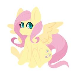 Size: 894x894 | Tagged: safe, artist:lemonswap, fluttershy, pegasus, pony, g4, female, looking at you, mare, simple background, sitting, smiling, solo, spread wings, three quarter view, white background, wings