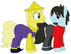 Size: 6736x5185 | Tagged: safe, artist:dragonchaser123, oc, oc only, oc:chen-yang, oc:han, pony, absurd resolution, clothes, duo, male, simple background, stallion, transparent background, vector