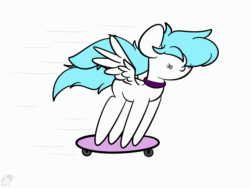 Size: 2000x1500 | Tagged: safe, artist:php142, oc, oc only, pegasus, pony, animated, commission, female, riding, skateboard, skateboarding, solo, spread wings, wings, ych result