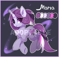 Size: 2048x1994 | Tagged: safe, artist:share dast, oc, oc only, pony, unicorn, adoptable, eye clipping through hair, obtrusive watermark, one eye closed, reference sheet, solo, underhoof, watermark, wink