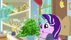 Size: 1920x1080 | Tagged: safe, edit, edited screencap, editor:kerinova, screencap, phyllis, starlight glimmer, sunburst, trixie, pony, a horse shoe-in, g4, animated, bad end, philodendron, phyllis no!, plant, pot, potted plant, pure unfiltered evil, sound, trash, trash can, webm