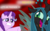 Size: 1600x1000 | Tagged: safe, artist:cheezedoodle96, edit, queen chrysalis, starlight glimmer, changeling, changeling queen, pony, unicorn, g4, to where and back again, crazylis, crying, female, mare, phyllis no!, teary eyes, vector