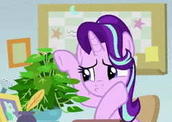 Size: 428x304 | Tagged: safe, screencap, phyllis, starlight glimmer, pony, unicorn, a horse shoe-in, g4, animated, cropped, female, mare, plant, sound, webm