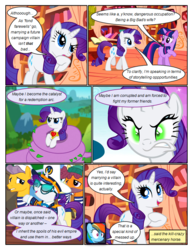 Size: 612x792 | Tagged: safe, artist:newbiespud, edit, edited screencap, screencap, rainbow dash, rarity, spike, twilight sparkle, dragon, earth pony, pegasus, pony, unicorn, comic:friendship is dragons, g4, inspiration manifestation, look before you sleep, secret of my excess, alternate eye color, amulet, angry, background pony, book, bookshelf, coils, comic, dialogue, eyes closed, female, glasses, golden oaks library, gritted teeth, hat, hooves, horn, inspirarity, jewelry, male, mare, open mouth, possessed, raised hoof, sailor hat, sailor uniform, screencap comic, spikezilla, stallion, sunglasses, unamused, unicorn twilight, uniform, worried