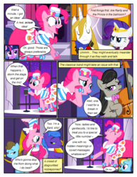 Size: 612x792 | Tagged: safe, artist:newbiespud, edit, edited screencap, screencap, beauty brass, frederic horseshoepin, masquerade, octavia melody, parish nandermane, pinkie pie, prince blueblood, rainbow dash, rarity, twilight sparkle, earth pony, pegasus, pony, unicorn, comic:friendship is dragons, g4, the best night ever, background pony, bipedal, bow (instrument), bowtie, cello, clothes, comic, dialogue, dress, eyes closed, female, flower, frown, gala dress, gown, grin, harp, hat, hooves, horn, male, mare, microphone, musical instrument, pinkie pie's first gala dress, rose, screencap comic, smiling, sousaphone, stallion, unamused, unicorn twilight, whispering, worried