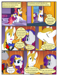 Size: 612x792 | Tagged: safe, artist:newbiespud, edit, edited screencap, screencap, prince blueblood, rarity, pony, unicorn, comic:friendship is dragons, g4, the best night ever, bowtie, clothes, comic, dialogue, dress, eyes closed, female, flower, gala dress, gown, high heels, hooves, horn, male, mare, open mouth, rarity's first gala dress, rose, screencap comic, shoes, smiling, stallion