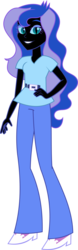 Size: 2711x8660 | Tagged: safe, artist:shootingstarsentry, nightmare moon, princess luna, equestria girls, g4, absurd resolution, clothes, commission, female, grin, hand on hip, looking at you, nightmare luna, pants, recolor, simple background, slit pupils, smiling, smiling at you, solo, transparent background