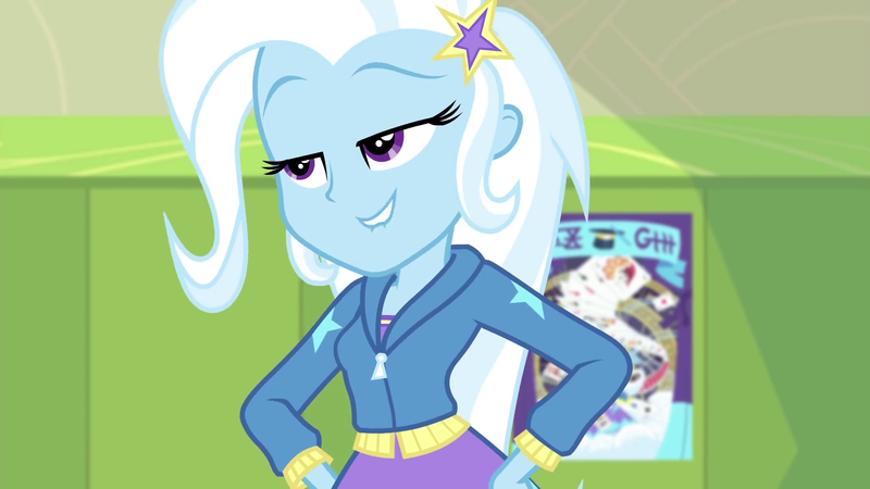 2144153 - safe, screencap, trixie, equestria girls, equestria girls series,  forgotten friendship, canterlot high, clothes, female, hoodie, lip bite,  sexy, solo - Derpibooru