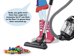 Size: 1024x768 | Tagged: safe, edit, vector edit, rainbow dash, equestria girls, g4, boots, clothes, downvote bait, fall formal outfits, hose, lego, legs, out of character, pictures of legs, shoes, skirt, speech bubble, talking to viewer, vacuum cleaner, vector, why
