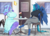 Size: 1927x1384 | Tagged: safe, artist:cherrikissu, oc, oc only, oc:lavender dawn, oc:midnight mist, pegasus, unicorn, anthro, unguligrade anthro, anthro oc, big breasts, blushing, breasts, cafe, clothes, coffee, crossed legs, cup, dress, duo, female, floppy ears, food, huge breasts, plump, smiling, table, tea, teacup, teasing