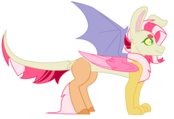 Size: 2592x1787 | Tagged: safe, artist:mewmoonar, oc, oc only, oc:serina concord shy, draconequus, hybrid, bunny ears, draconequus oc, female, interspecies offspring, next generation, offspring, parent:discord, parent:fluttershy, parents:discoshy, simple background, solo, transparent background