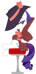 Size: 1190x2441 | Tagged: safe, artist:sonofaskywalker, rarity, pony, unicorn, g4, season 9, sparkle's seven, clothes, detective, detective rarity, female, hat, simple background, sitting, solo, transparent background