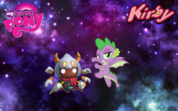 Size: 1440x900 | Tagged: safe, artist:arcgaming91, artist:jhayarr23, spike, dragon, g4, crossover, kirby (series), kirby star allies, my little pony logo, nintendo, taranza, video game, winged spike, wings