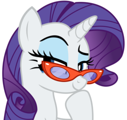 Size: 3556x3375 | Tagged: safe, artist:sketchmcreations, rarity, pony, unicorn, dragon dropped, g4, female, glasses, high res, hoof on chin, lidded eyes, mare, raised eyebrow, rarity's glasses, simple background, smiling, solo, transparent background, vector