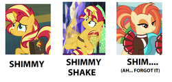 Size: 1224x582 | Tagged: safe, screencap, shimmy shake, sunset shimmer, earth pony, pony, unicorn, 2 4 6 greaaat, equestria girls, equestria girls series, forgotten friendship, g4, mirror magic, spoiler:eqg specials, female, mare, shimmy