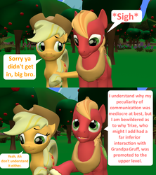 Size: 1920x2160 | Tagged: safe, artist:red4567, applejack, big macintosh, earth pony, pony, a horse shoe-in, g4, 3d, comic, mouthpiece, sesquipedalian loquaciousness, source filmmaker, verbose macintosh