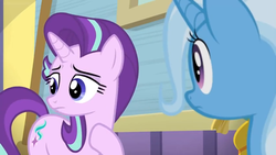 Size: 1600x900 | Tagged: safe, screencap, starlight glimmer, trixie, pony, a horse shoe-in, g4, duo