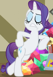 Size: 297x426 | Tagged: safe, screencap, rarity, pony, unicorn, dragon dropped, g4, bipedal, bipedal leaning, cropped, eyes closed, faic, female, leaning, mare, raribetes, solo, standing