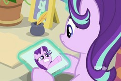 Size: 810x540 | Tagged: safe, edit, edited screencap, screencap, starlight glimmer, pony, unicorn, a horse shoe-in, g4, cropped, discovery family logo, female, magic, mare, meme, phyllis no!