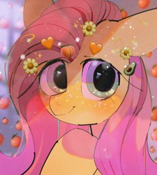 Size: 1843x2048 | Tagged: safe, artist:poneko-chan, fluttershy, pegasus, pony, g4, bust, cute, emoji, emoticon, female, freckles, green eyes, looking at you, mare, portrait, shyabetes, smiling, solo